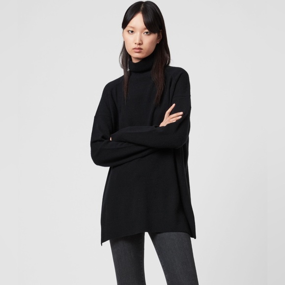 ALL SAINTS Gala Cashmere Jumper Turtleneck Sweater NEW Size M Black